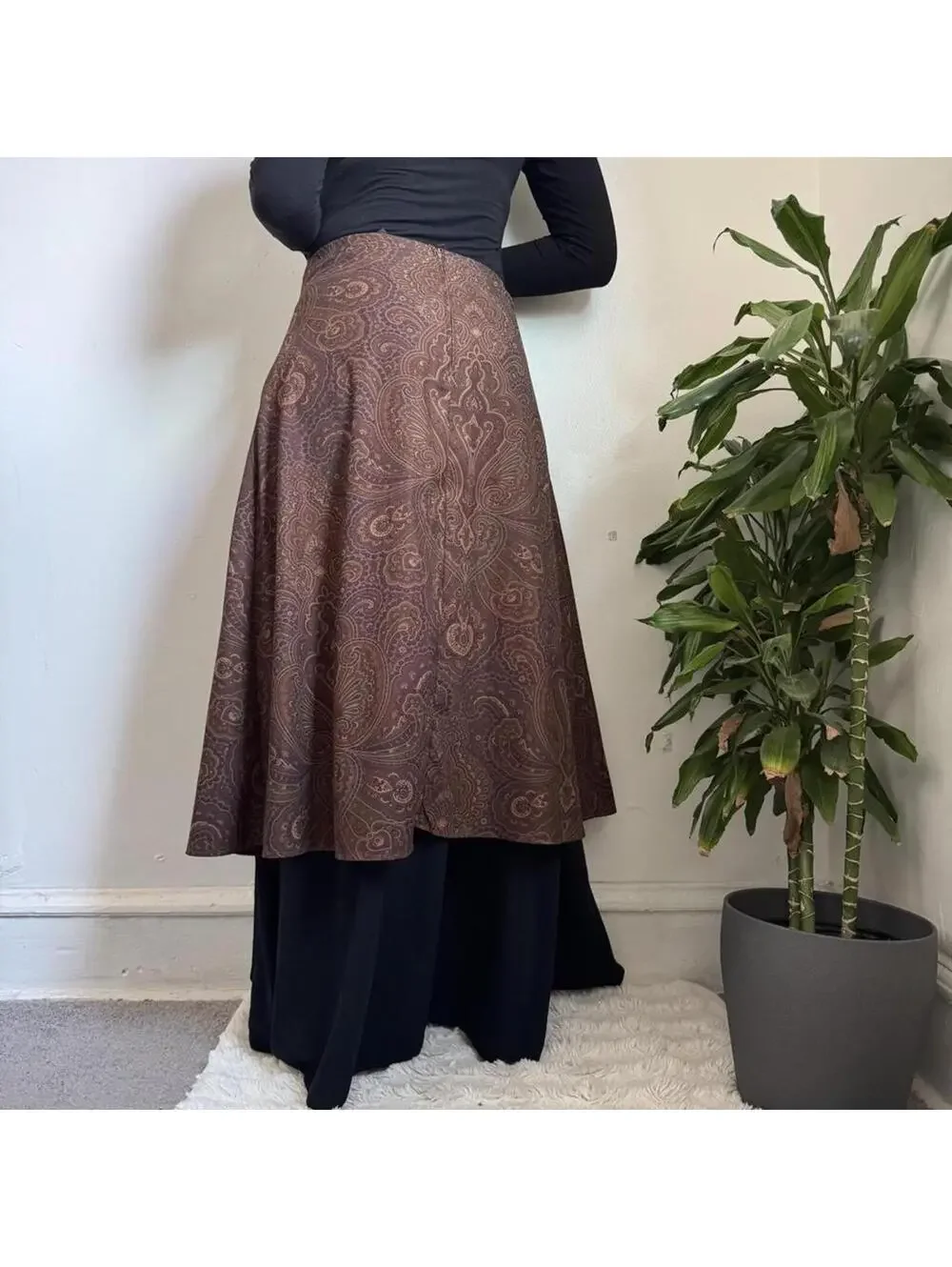 Vintage Y2K K Petite Paisley A-Line Midi‎ Skirt - Size 10P